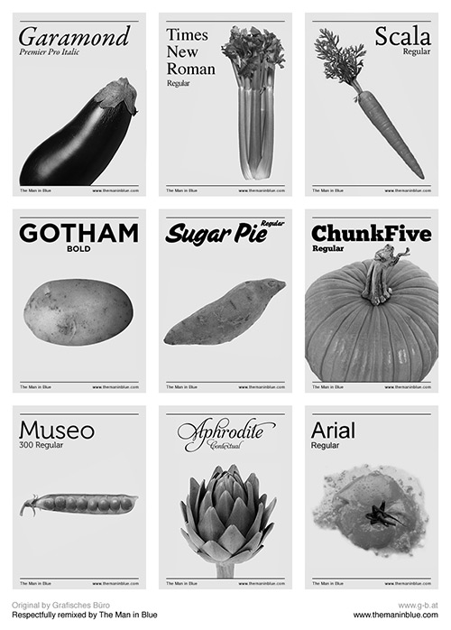 Vegetables as typefaces